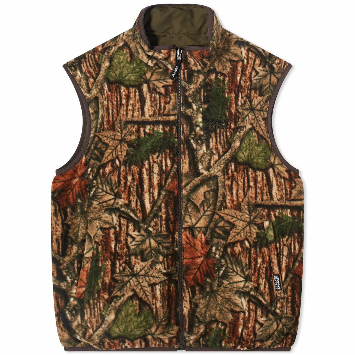 Gramicci Men's Reversible Fleece Vest in Leaf Camo Gramicci