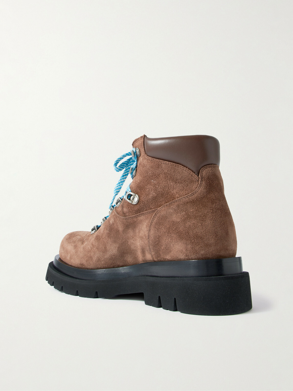 Bottega Veneta - Lug Leather-Trimmed Suede Hiking Boots - Brown
