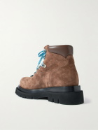 Bottega Veneta - Lug Leather-Trimmed Suede Hiking Boots - Brown