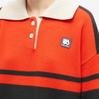 Wales Bonner Women's Long Sleeve Calm Polo in Red/Black/Beige