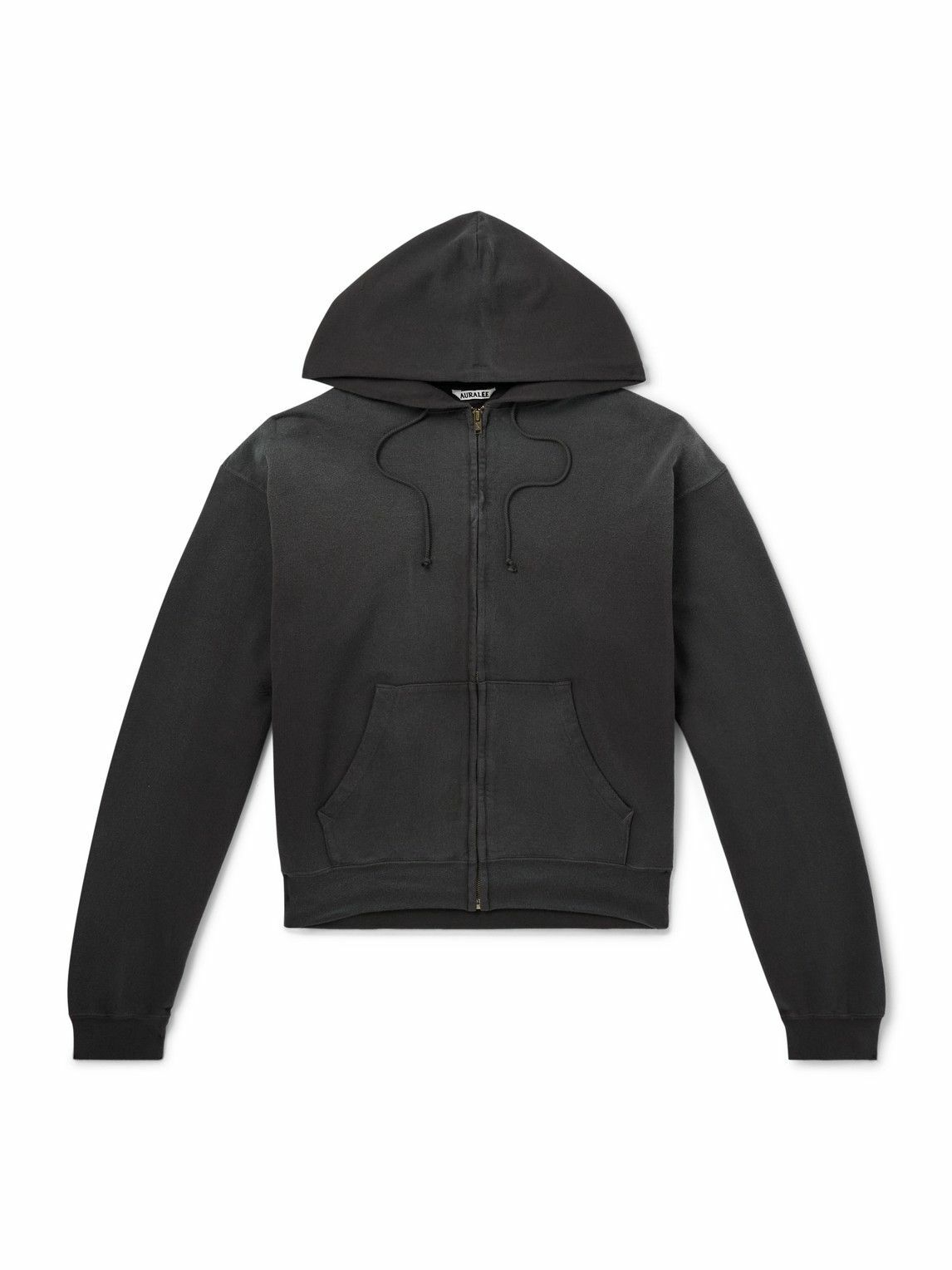Auralee - Product Dyed Pima Cotton Zip-Up Hoodie - Black Auralee