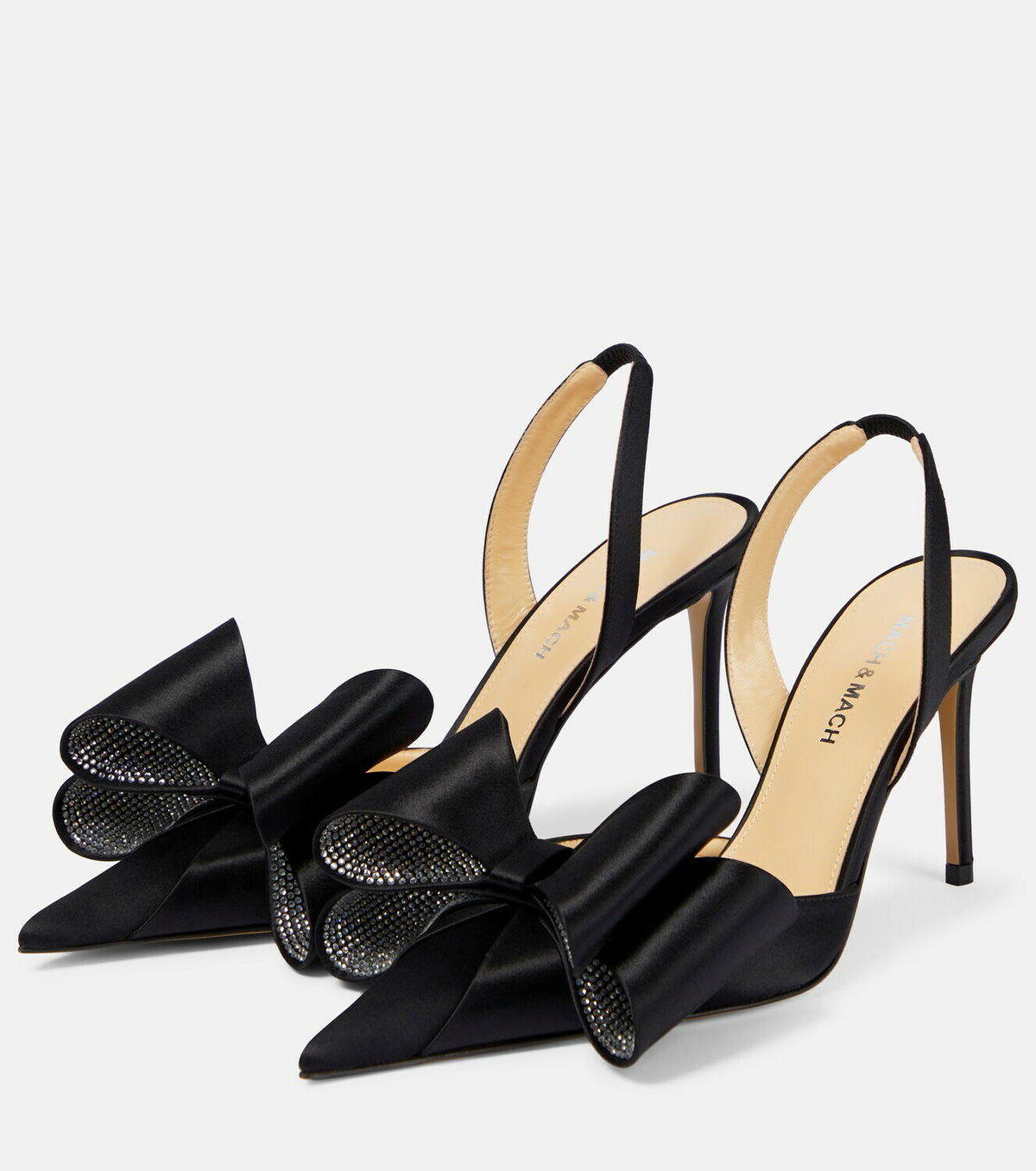 Mach & Mach Le Cadeau 95 satin slingback pumps MACH & MACH
