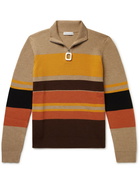 JW Anderson - Striped Ribbed Wool Half-Zip Sweater - Neutrals