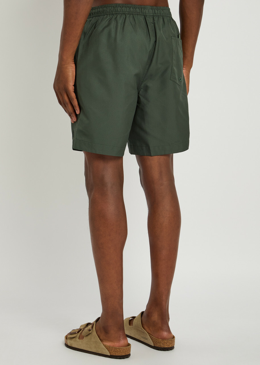 Fred Perry Logo-embroidered Shell Swim Shorts Dark Green