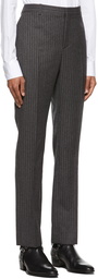 Saint Laurent Grey & Black Virgin Wool Striped Trousers