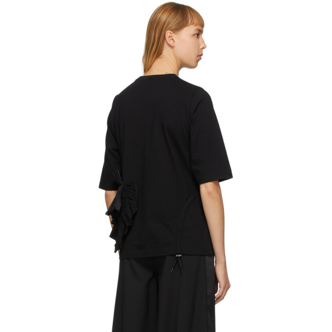 Enfold Black Soft Decorative Pleated T-Shirt