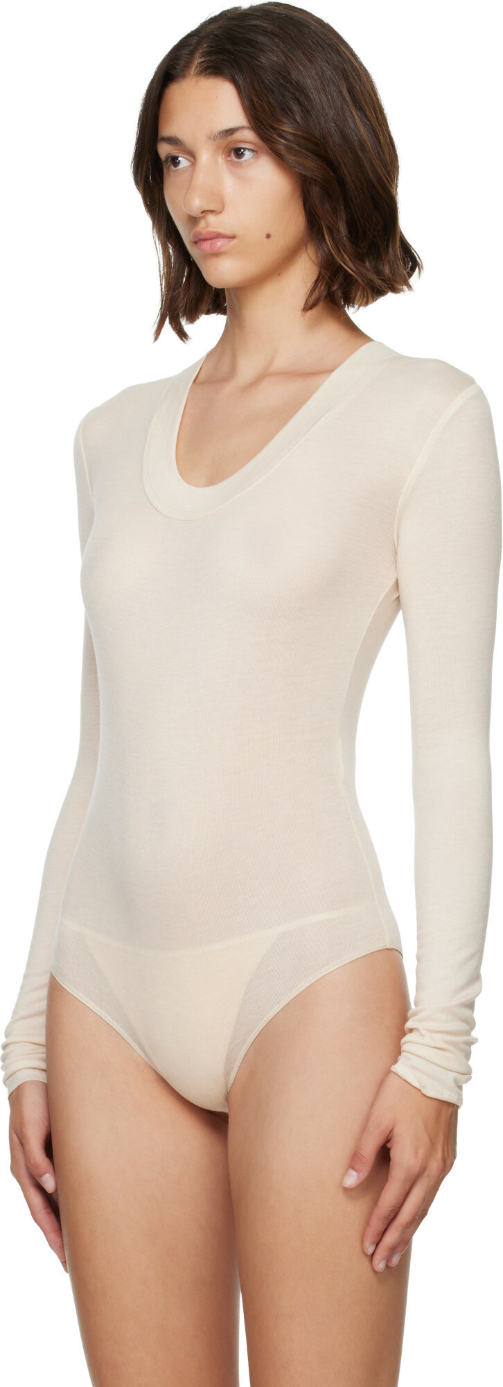 Entire Studios Beige Circle Neck Bodysuit