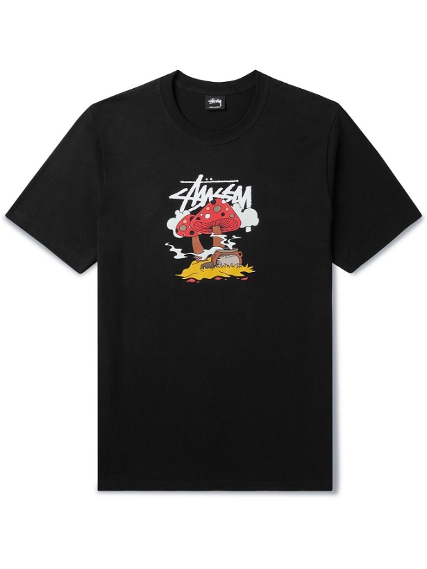 Photo: STÜSSY - Logo-Print Cotton-Jersey T-Shirt - Black - XL