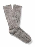 Johnstons of Elgin - Cable-Knit Donegal Cashmere-Blend Socks