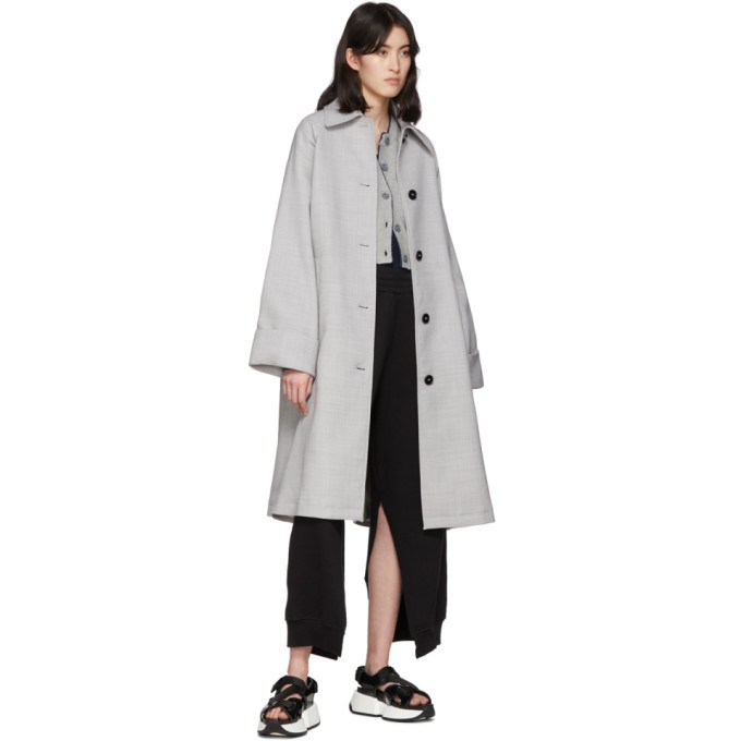 MM6 Maison Margiela Grey Wool Trench Coat MM6 Maison Margiela