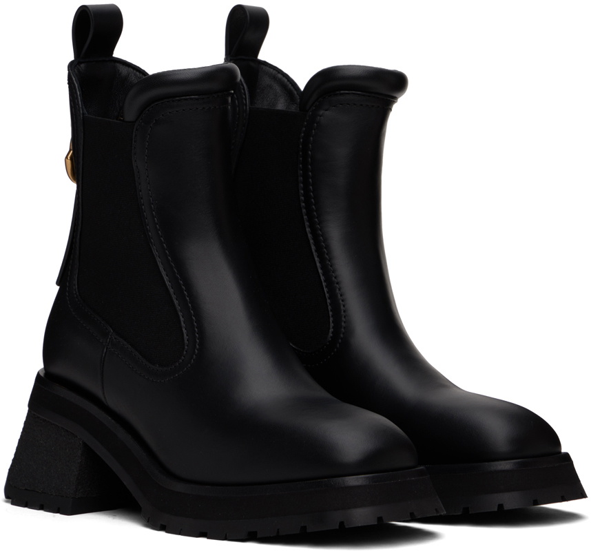 Moncler Black Gigi Leather Chelsea Boots
