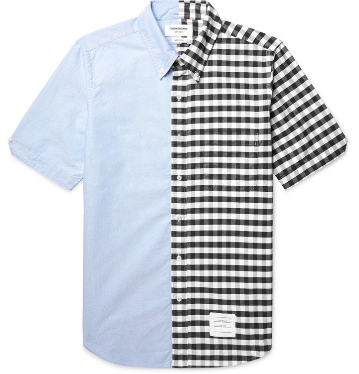 Photo: Thom Browne - Slim-Fit Button-Down Collar Panelled Cotton Oxford Shirt - Blue