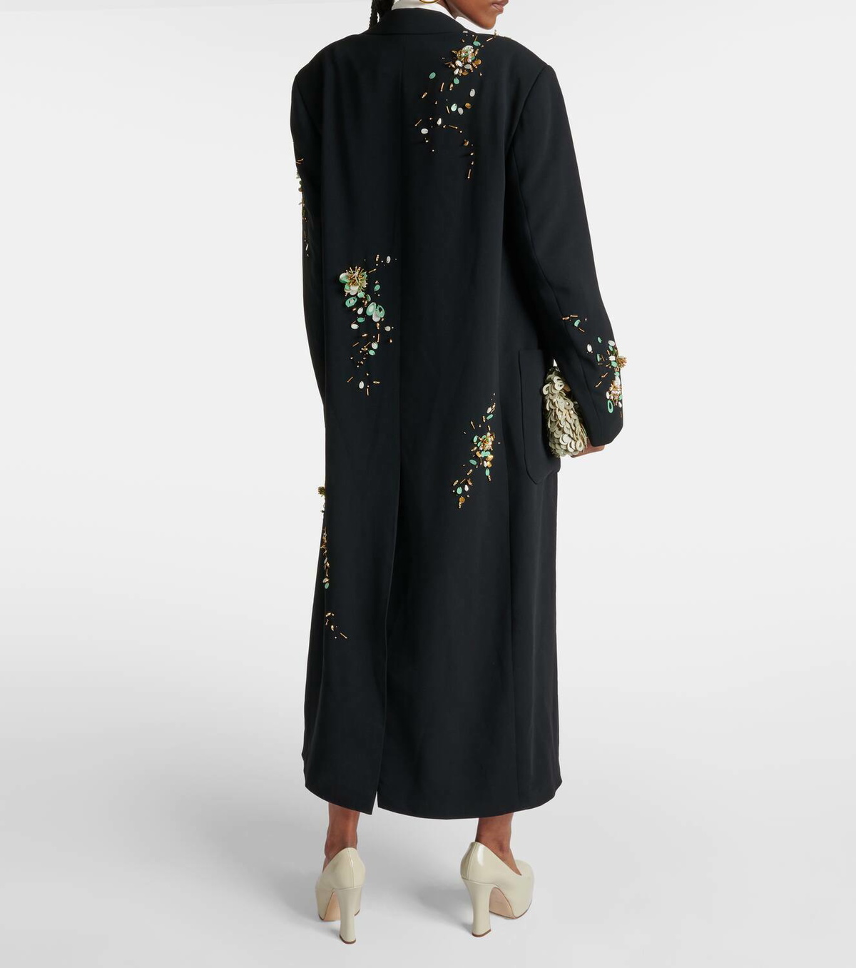 Dries Van Noten Embroidered crêpe coat Dries Van Noten