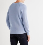 Brunello Cucinelli - Contrast-Tipped Ribbed Cotton Sweater - Blue