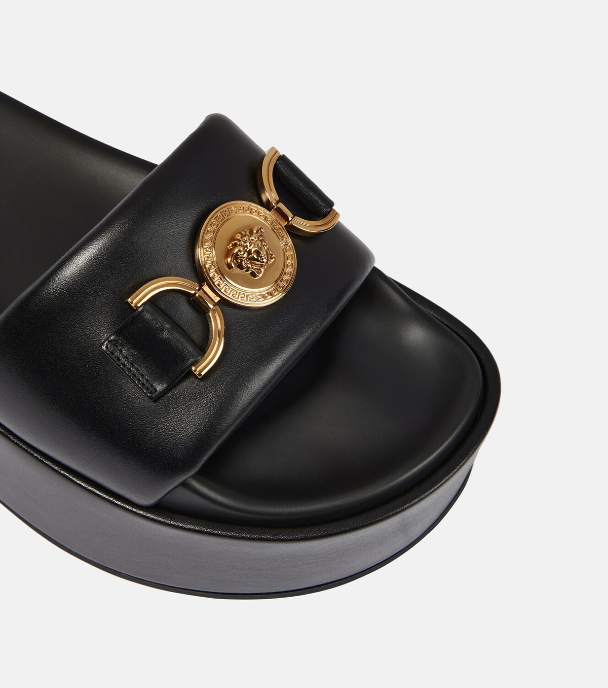 Versace Medusa レザースライドサンダル メンズ デザイナー サンダル & スライドサンダル | ヴェルサーチ