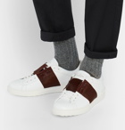 Valentino - Valentino Garavani Open Striped Leather and Calf Hair Sneakers - Men - White