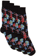 Paul Smith Four-Pack Black Graphic Socks