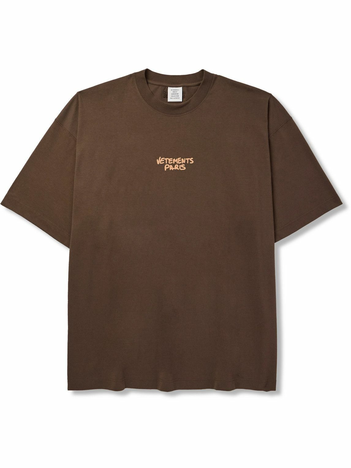 VETEMENTS - Logo-Print Cotton-Jersey T-Shirt - Brown Vetements