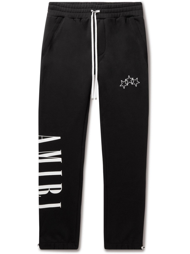 Photo: AMIRI - Slim-Fit Tapered Logo-Print Cotton-Jersey Sweatpants - Black