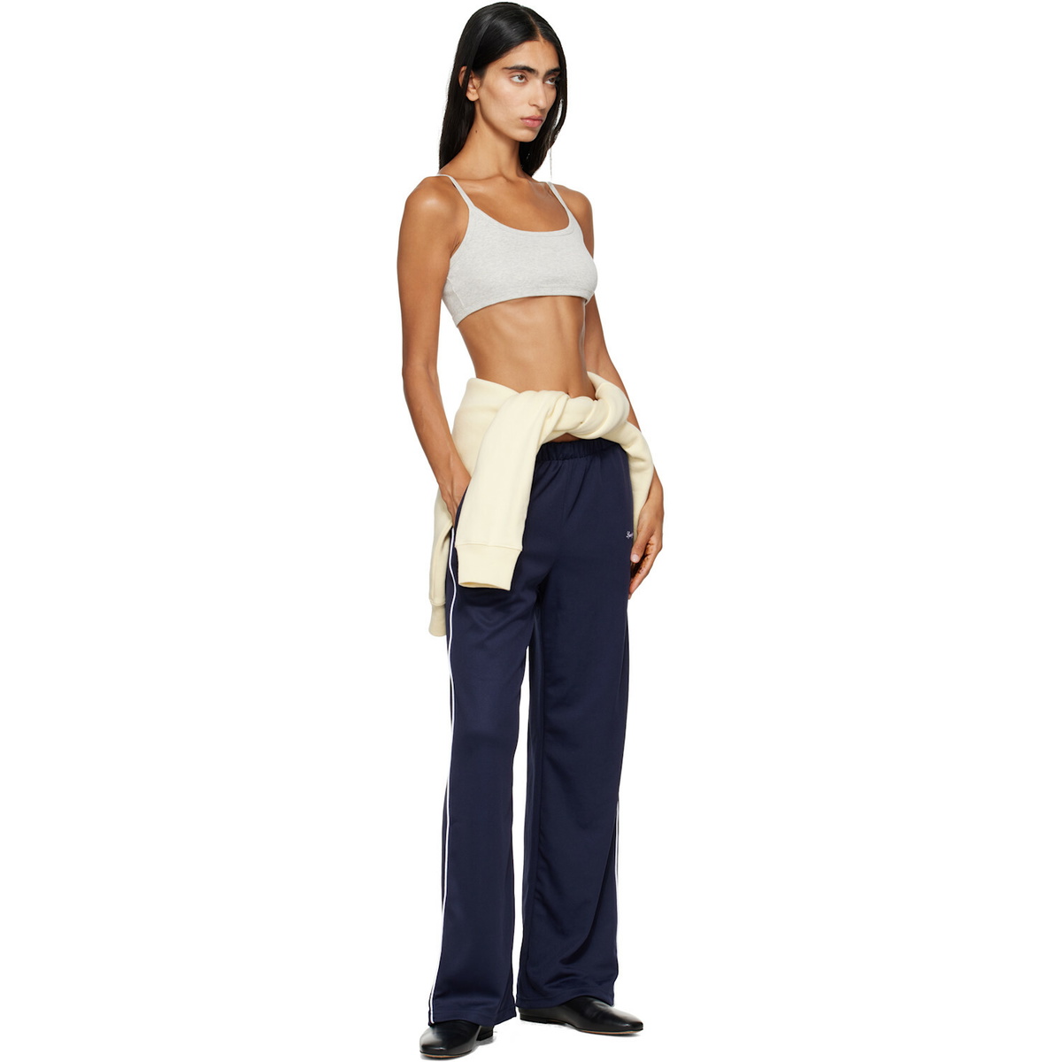 Sporty & Rich Navy Signature Logo Retro Track Pants
