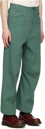 KOZABURO Green 3D Shaped Trousers