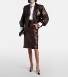 Saint Laurent Belted leather pencil skirt