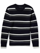 Theory - Gary Ribbed Striped Wool Sweater - Black