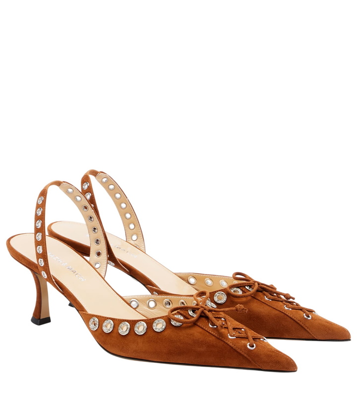 Photo: Mach & Mach Crystalized Corset 65 suede slingback pumps
