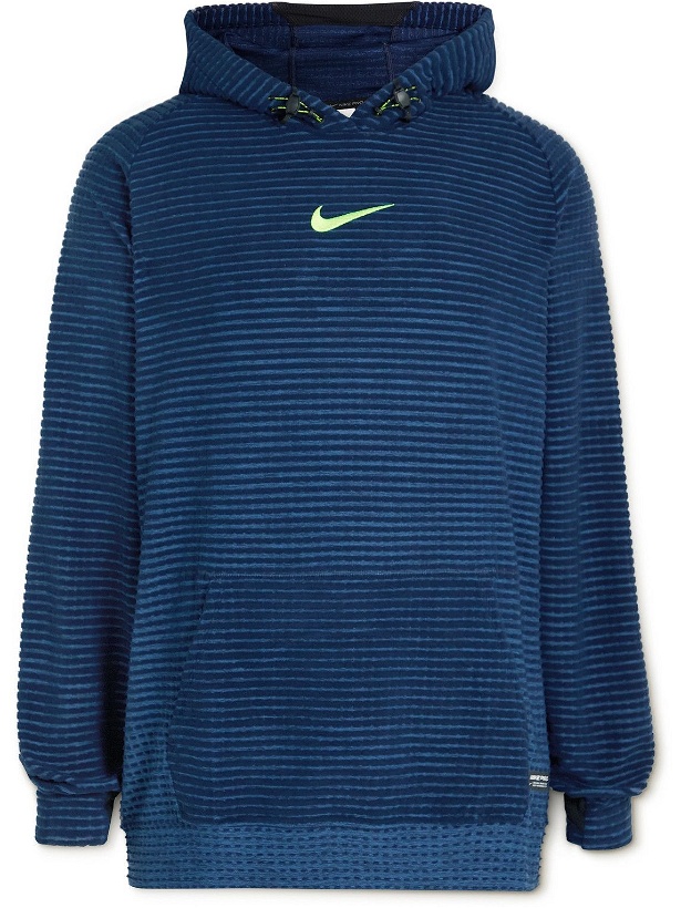 Photo: Nike Training - Pro ADV Striped Therma-FIT Hoodie - Blue