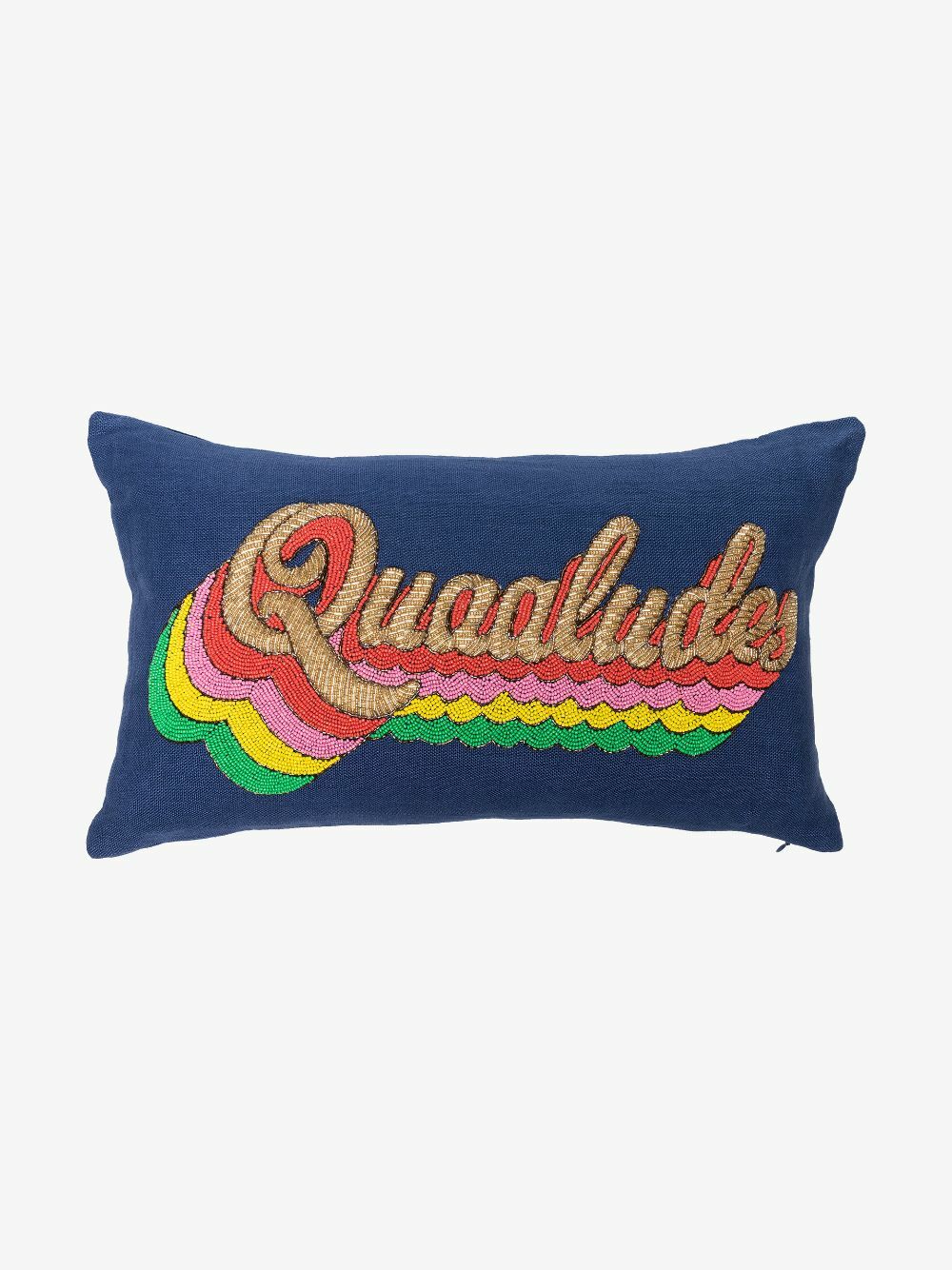 Jonathan Adler Blue Quaaludes Beaded Rectangular Cushion