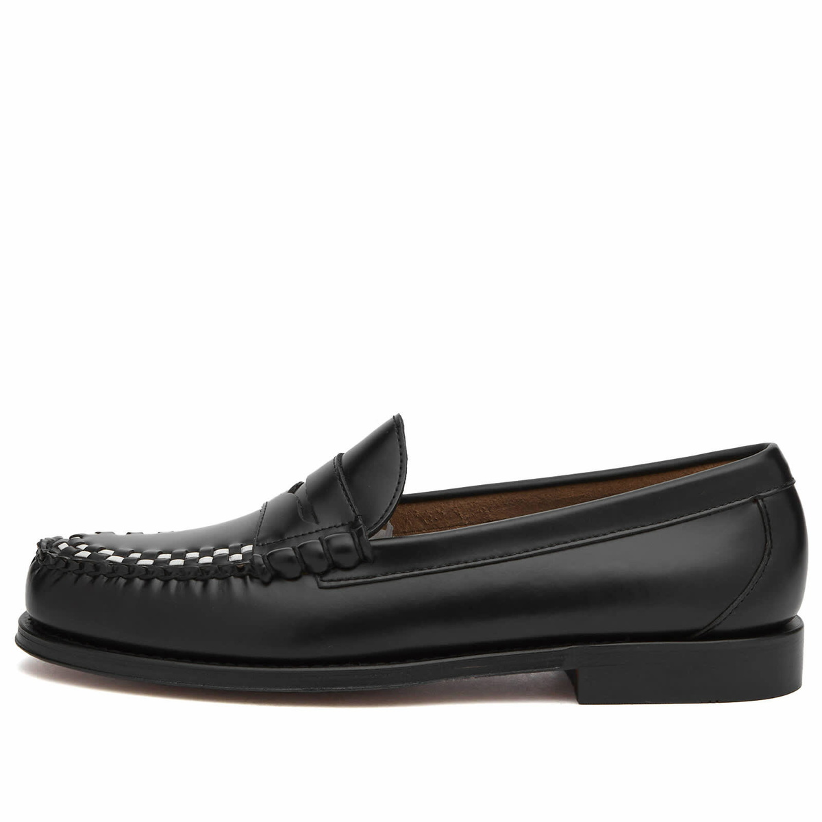 Bass Weejuns Men's Larson Weave Loafer in Black Leather Mono