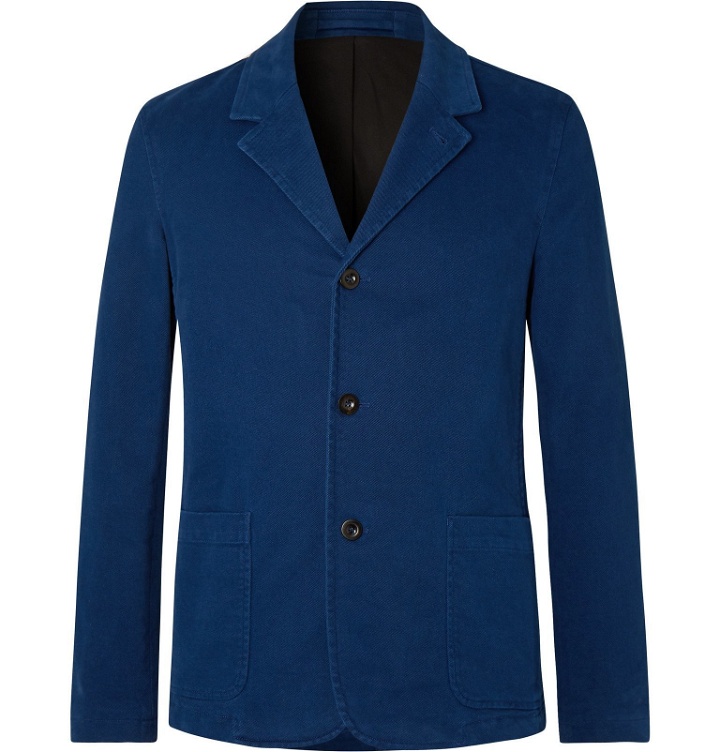 Photo: Mr P. - Unstructured Cotton-Blend Moleskin Suit Jacket - Blue