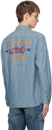RRL Blue Embroidered Shirt