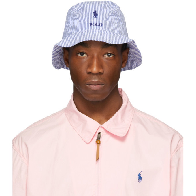 Photo: Polo Ralph Lauren Blue and White Striped Seersucker Bucket Hat