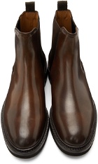 Brunello Cucinelli Brown Buffed Leather Chelsea Boots