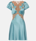Dôen Junia lace-trimmed silk satin minidress