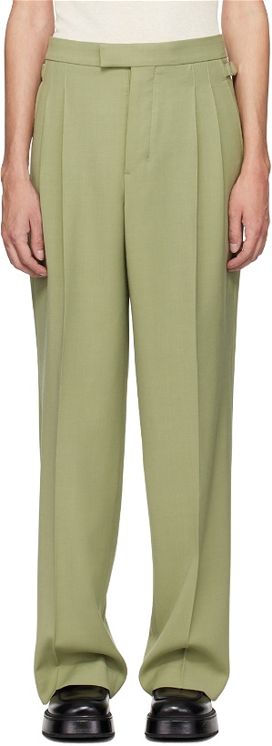 Photo: AMI Paris Green Pleated Trousers
