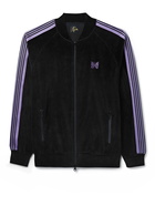 Needles - RC Logo-Embroidered Stripe-Trimmed Cotton-Blend Velour Track Jacket - Black