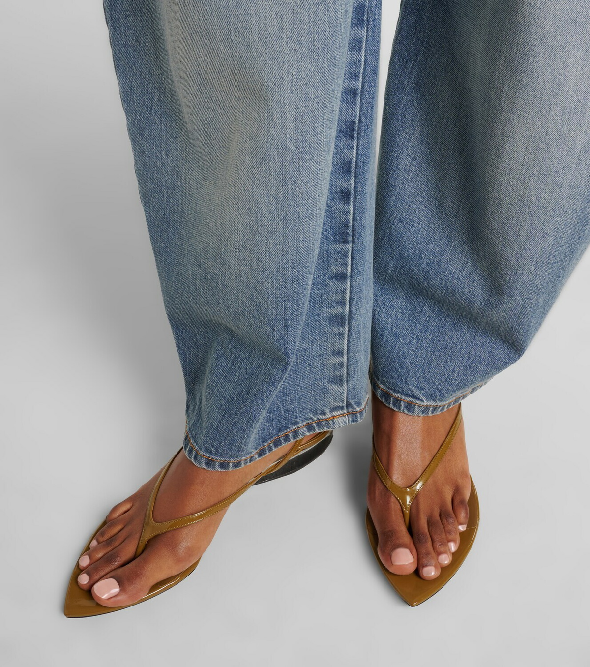 Alaïa Invisible patent leather wedge thong sandals