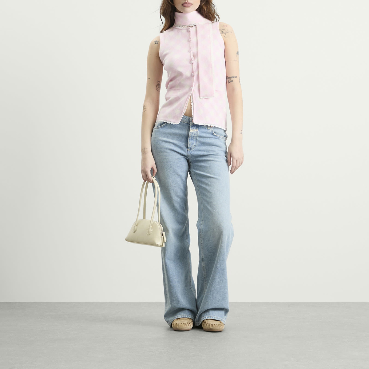 House Of Sunny Women's Pink Ladies Peggy Vest in Blush Lace