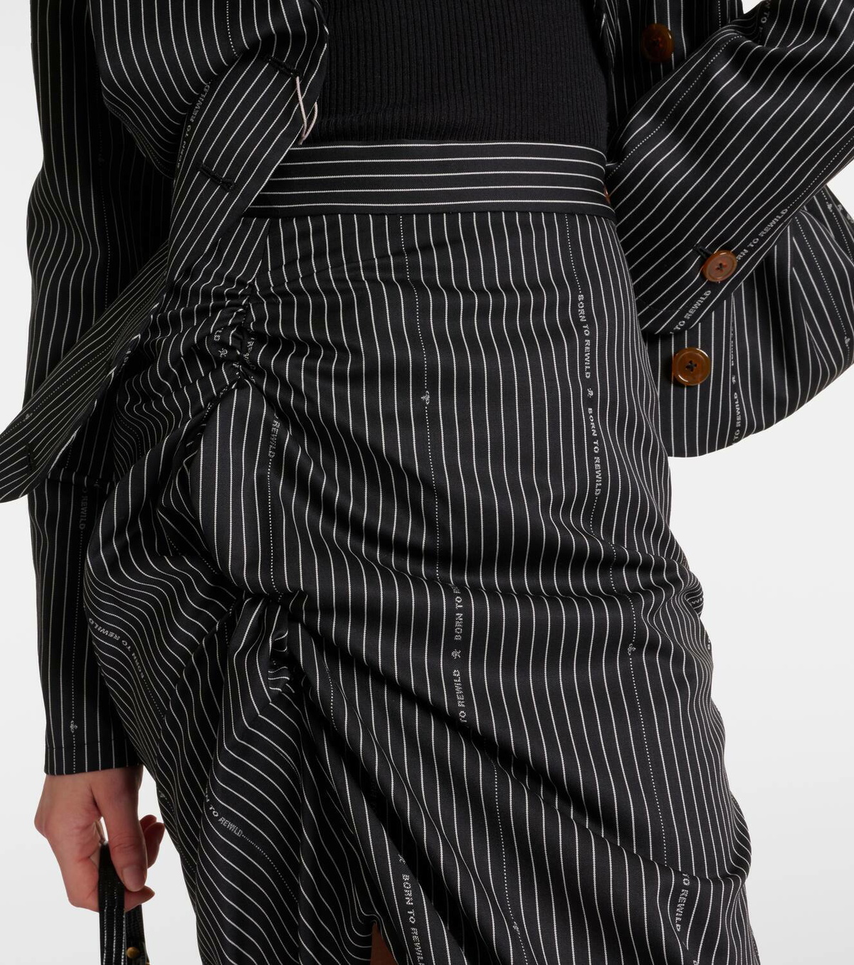 Vivienne Westwood ストライプ巻きスカート Vivienne Westwood Pinstriped wool and cotton midi skirt