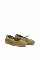 Diesel D-Mile - Lace-up ballerina flats in leather and mesh - Flats Womens in Green