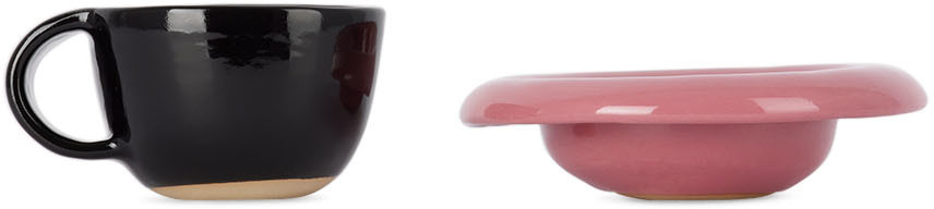 BOMBAC Black & Pink Glazed Mug & Bowl Set