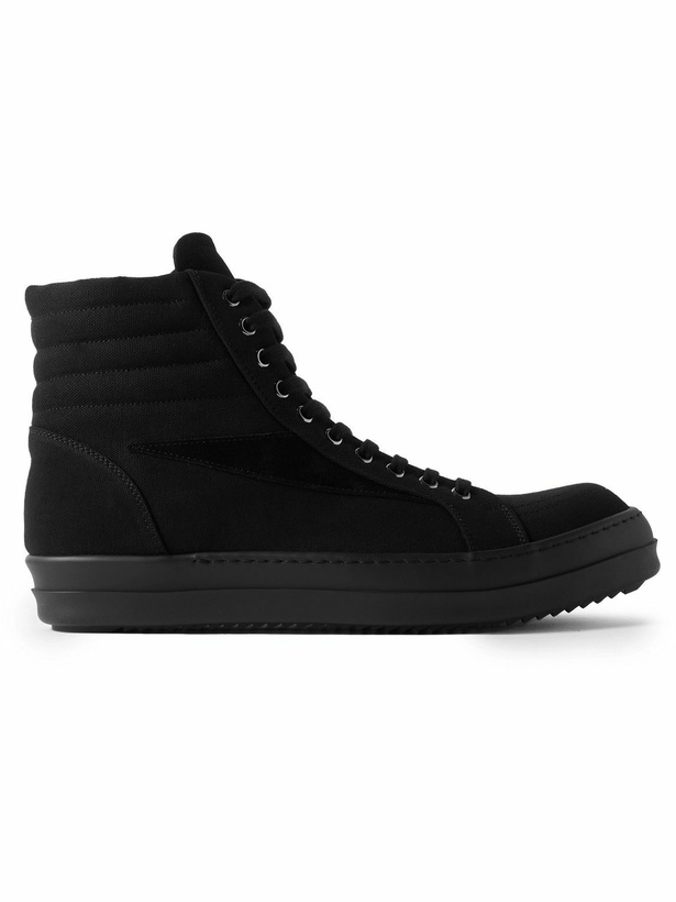 Photo: DRKSHDW by Rick Owens - Vintage Suede-Trimmed Canvas High-Top Sneakers - Black