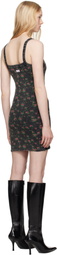 Alexander Wang Black Floral-Print Waffle Knit Minidress
