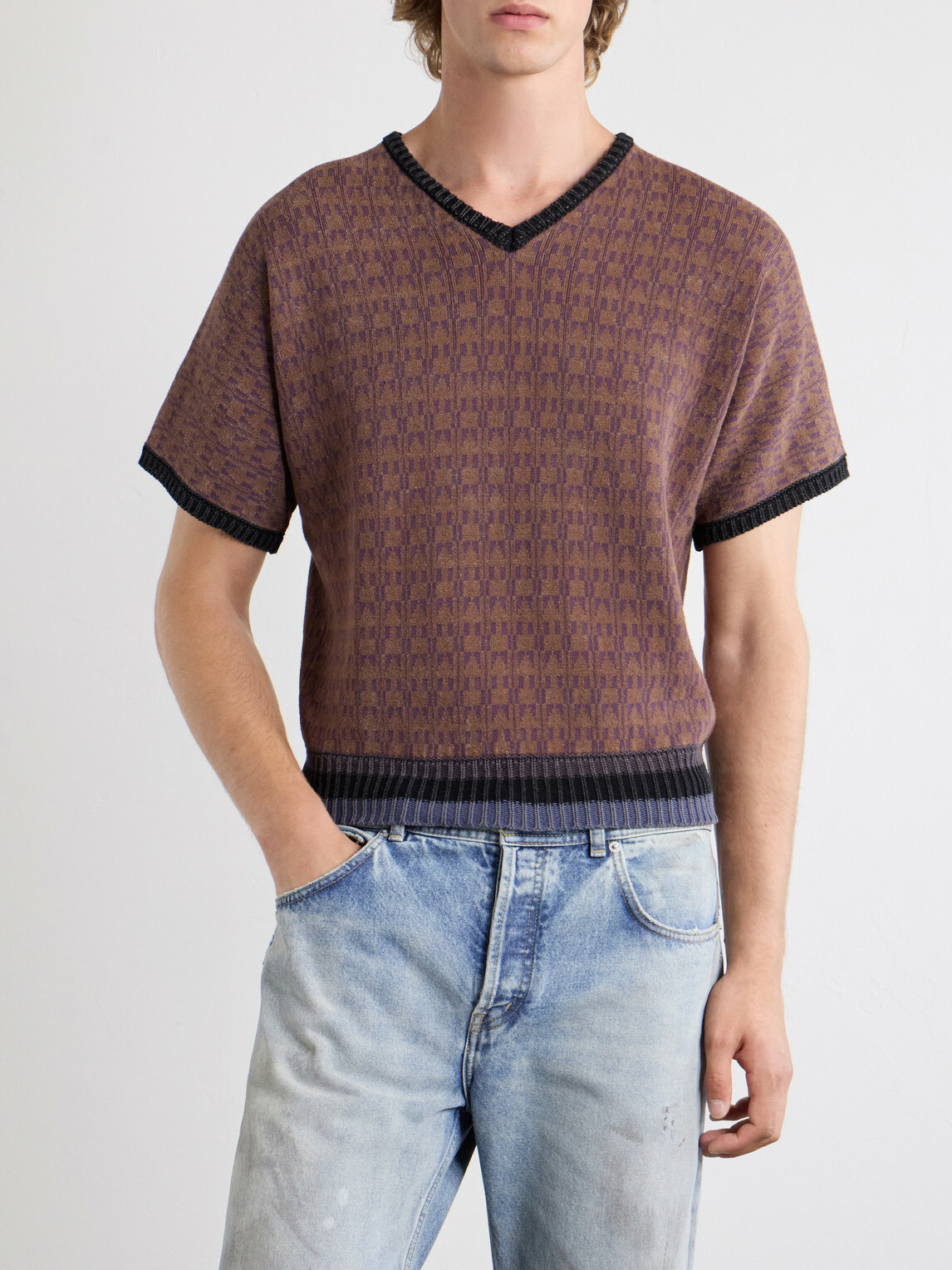 Enfants Riches Déprimés - Vienna Cotton-Jacquard Sweater - Burgundy