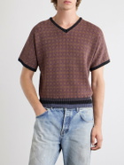 Enfants Riches Déprimés - Vienna Cotton-Jacquard Sweater - Burgundy
