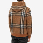 Burberry Men's Malone Check Mohair Hoody in Dark Birch Brown