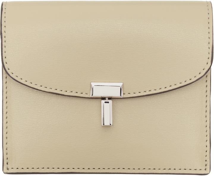 Photo: TOTEME Beige T-Lock Leather Card Holder