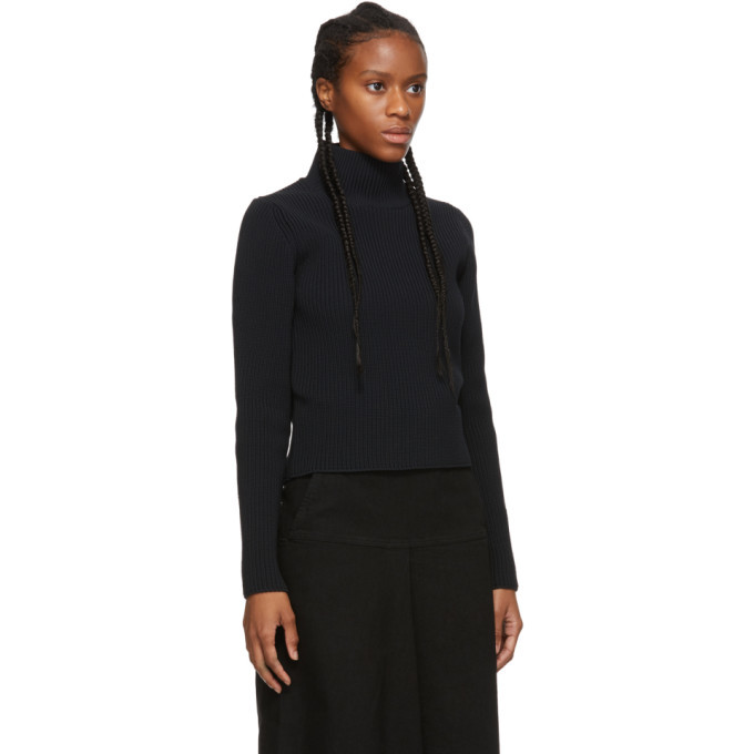Tibi Black Cropped Tech Two-Way Sweater